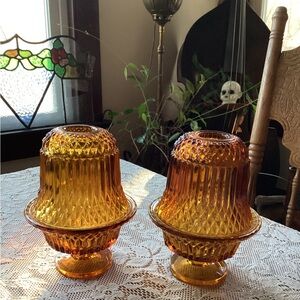 2 Indiana Amber Faerie Glass Lamps.🧚